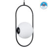 GloboStar® HAMBURG 00591 Μοντέρνο Κρεμαστό Φωτιστικό Οροφής Μονόφωτο 1 x E27 Μαύρο Μεταλλικό Γυάλινο Μπάλα Μ25 x Π20 x Υ50cm