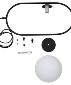 GloboStar® HAMBURG 00591 Μοντέρνο Κρεμαστό Φωτιστικό Οροφής Μονόφωτο 1 x E27 Μαύρο Μεταλλικό Γυάλινο Μπάλα Μ25 x Π20 x Υ50cm