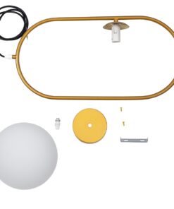 GloboStar® HAMBURG 00592 Μοντέρνο Κρεμαστό Φωτιστικό Οροφής Μονόφωτο 1 x G9 Χρυσό Μεταλλικό Γυάλινο Μπάλα Μ25 x Π20 x Υ50cm