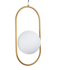 GloboStar® HAMBURG 00592 Μοντέρνο Κρεμαστό Φωτιστικό Οροφής Μονόφωτο 1 x G9 Χρυσό Μεταλλικό Γυάλινο Μπάλα Μ25 x Π20 x Υ50cm