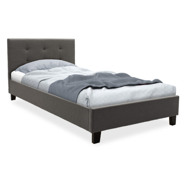 Bed Mago pakoworld in dark grey fabric 100x200cm 006-000036