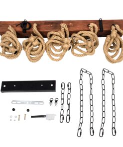 GloboStar® VIKING 00607 Vintage Κρεμαστό Φωτιστικό Οροφής Πολύφωτο 10 x E27 Σκούρο Καφέ Μεταλλικό Ξύλινο Ράγα Μ108 x Π11 x Υ96cm έως Y220cm max