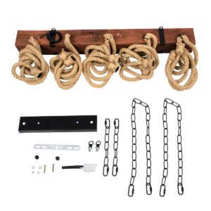 GloboStar® VIKING 00607 Vintage Κρεμαστό Φωτιστικό Οροφής Πολύφωτο 10 x E27 Σκούρο Καφέ Μεταλλικό Ξύλινο Ράγα Μ108 x Π11 x Υ96cm έως Y220cm max