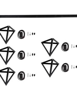 GloboStar® TRIANGLE 00608 Μοντέρνο Κρεμαστό Φωτιστικό Οροφής Πολύφωτο 5 x E27 Μαύρο Μεταλλικό Πλέγμα Μ170 x Π22 x Y130cm