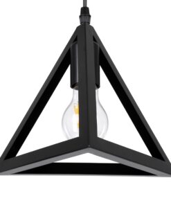 GloboStar® TRIANGLE 00608 Μοντέρνο Κρεμαστό Φωτιστικό Οροφής Πολύφωτο 5 x E27 Μαύρο Μεταλλικό Πλέγμα Μ170 x Π22 x Y130cm