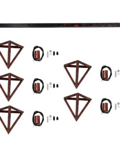 GloboStar® TRIANGLE 00609 Μοντέρνο Κρεμαστό Φωτιστικό Οροφής Πολύφωτο 5 x E27 Χάλκινο Μεταλλικό Πλέγμα Μ170 x Π22 x Y130cm