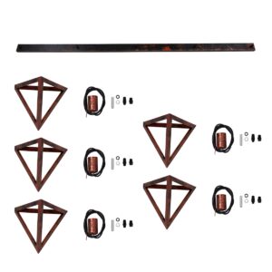GloboStar® TRIANGLE 00609 Μοντέρνο Κρεμαστό Φωτιστικό Οροφής Πολύφωτο 5 x E27 Χάλκινο Μεταλλικό Πλέγμα Μ170 x Π22 x Y130cm