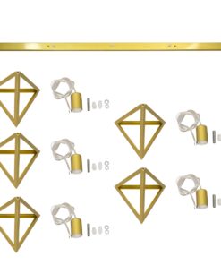 GloboStar® TRIANGLE 00610 Μοντέρνο Κρεμαστό Φωτιστικό Οροφής Πολύφωτο 5 x E27 Χρυσό Μεταλλικό Πλέγμα Μ170 x Π22 x Y130cm