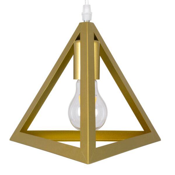 GloboStar® TRIANGLE 00610 Μοντέρνο Κρεμαστό Φωτιστικό Οροφής Πολύφωτο 5 x E27 Χρυσό Μεταλλικό Πλέγμα Μ170 x Π22 x Y130cm