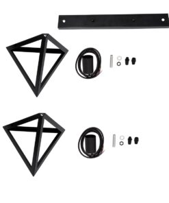 GloboStar® TRIANGLE 00611 Μοντέρνο Κρεμαστό Φωτιστικό Οροφής Δίφωτο 2 x E27 Μαύρο Μεταλλικό Πλέγμα Μ60 x Π22 x Y130cm