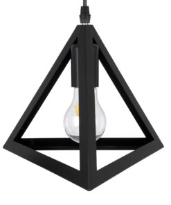 GloboStar® TRIANGLE 00611 Μοντέρνο Κρεμαστό Φωτιστικό Οροφής Δίφωτο 2 x E27 Μαύρο Μεταλλικό Πλέγμα Μ60 x Π22 x Y130cm