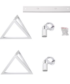 GloboStar® TRIANGLE 00612 Μοντέρνο Κρεμαστό Φωτιστικό Οροφής Δίφωτο 2 x E27 Λευκό Μεταλλικό Πλέγμα Μ60 x Π22 x Y130cm