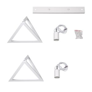 GloboStar® TRIANGLE 00612 Μοντέρνο Κρεμαστό Φωτιστικό Οροφής Δίφωτο 2 x E27 Λευκό Μεταλλικό Πλέγμα Μ60 x Π22 x Y130cm
