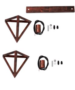 GloboStar® TRIANGLE 00613 Μοντέρνο Κρεμαστό Φωτιστικό Οροφής Δίφωτο 2 x E27 Χάλκινο Μεταλλικό Πλέγμα Μ60 x Π22 x Y130cm