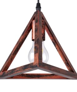 GloboStar® TRIANGLE 00613 Μοντέρνο Κρεμαστό Φωτιστικό Οροφής Δίφωτο 2 x E27 Χάλκινο Μεταλλικό Πλέγμα Μ60 x Π22 x Y130cm