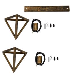 GloboStar® TRIANGLE 00614 Μοντέρνο Κρεμαστό Φωτιστικό Οροφής Δίφωτο 2 x E27 Μπρούτζινο Μεταλλικό Πλέγμα Μ60 x Π22 x Y130cm