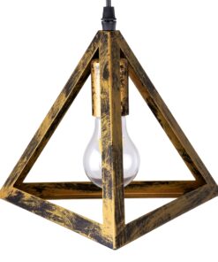 GloboStar® TRIANGLE 00614 Μοντέρνο Κρεμαστό Φωτιστικό Οροφής Δίφωτο 2 x E27 Μπρούτζινο Μεταλλικό Πλέγμα Μ60 x Π22 x Y130cm