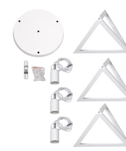 GloboStar® TRIANGLE 00617 Μοντέρνο Κρεμαστό Φωτιστικό Οροφής Τρίφωτο 3 x E27 Λευκό Μεταλλικό Πλέγμα Φ49 x Y130cm