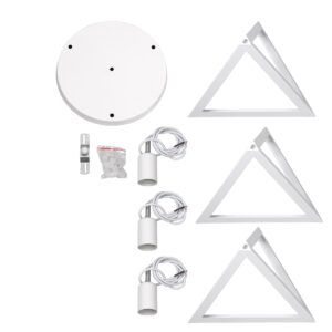 GloboStar® TRIANGLE 00617 Μοντέρνο Κρεμαστό Φωτιστικό Οροφής Τρίφωτο 3 x E27 Λευκό Μεταλλικό Πλέγμα Φ49 x Y130cm