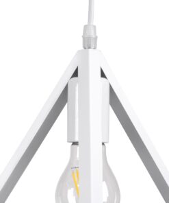 GloboStar® TRIANGLE 00617 Μοντέρνο Κρεμαστό Φωτιστικό Οροφής Τρίφωτο 3 x E27 Λευκό Μεταλλικό Πλέγμα Φ49 x Y130cm
