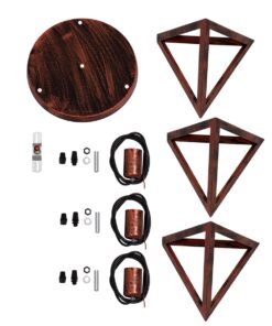 GloboStar® TRIANGLE 00618 Μοντέρνο Κρεμαστό Φωτιστικό Οροφής Τρίφωτο 3 x E27 Χάλκινο Μεταλλικό Πλέγμα Φ49 x Y130cm