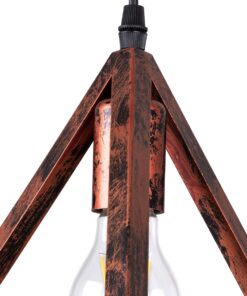 GloboStar® TRIANGLE 00618 Μοντέρνο Κρεμαστό Φωτιστικό Οροφής Τρίφωτο 3 x E27 Χάλκινο Μεταλλικό Πλέγμα Φ49 x Y130cm