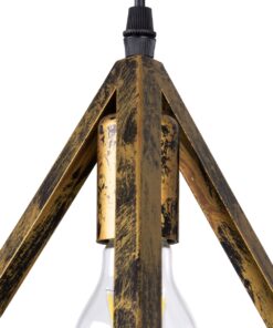 GloboStar® TRIANGLE 00619 Μοντέρνο Κρεμαστό Φωτιστικό Οροφής Τρίφωτο 3 x E27 Μπρούτζινο Μεταλλικό Πλέγμα Φ49 x Y130cm