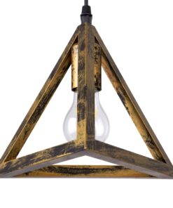 GloboStar® TRIANGLE 00619 Μοντέρνο Κρεμαστό Φωτιστικό Οροφής Τρίφωτο 3 x E27 Μπρούτζινο Μεταλλικό Πλέγμα Φ49 x Y130cm