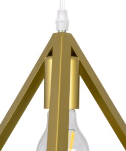 GloboStar® TRIANGLE 00620 Μοντέρνο Κρεμαστό Φωτιστικό Οροφής Τρίφωτο 3 x E27 Χρυσό Μεταλλικό Πλέγμα Φ49 x Y130cm