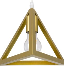 GloboStar® TRIANGLE 00620 Μοντέρνο Κρεμαστό Φωτιστικό Οροφής Τρίφωτο 3 x E27 Χρυσό Μεταλλικό Πλέγμα Φ49 x Y130cm