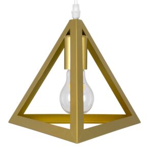 GloboStar® TRIANGLE 00620 Μοντέρνο Κρεμαστό Φωτιστικό Οροφής Τρίφωτο 3 x E27 Χρυσό Μεταλλικό Πλέγμα Φ49 x Y130cm