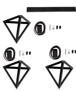 GloboStar® TRIANGLE 00621 Μοντέρνο Κρεμαστό Φωτιστικό Οροφής Τρίφωτο 3 x E27 Μαύρο Μεταλλικό Πλέγμα Μ70 x Π22 x Y130cm