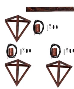 GloboStar® TRIANGLE 00623 Μοντέρνο Κρεμαστό Φωτιστικό Οροφής Τρίφωτο 3 x E27 Χάλκινο Μεταλλικό Πλέγμα Μ70 x Π22 x Y130cm