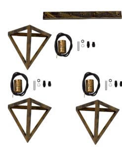 GloboStar® TRIANGLE 00624 Μοντέρνο Κρεμαστό Φωτιστικό Οροφής Τρίφωτο 3 x E27 Μπρούτζινο Μεταλλικό Πλέγμα Μ70 x Π22 x Y130cm