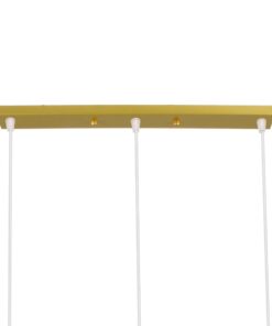 GloboStar® TRIANGLE 00625 Μοντέρνο Κρεμαστό Φωτιστικό Οροφής Τρίφωτο 3 x E27 Χρυσό Μεταλλικό Πλέγμα Μ70 x Π22 x Y130cm