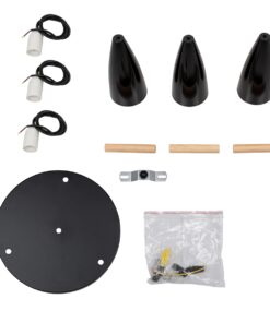 GloboStar® DILLON 00626 Μοντέρνο Κρεμαστό Φωτιστικό Οροφής Τρίφωτο 3 x E27 Μαύρο Μεταλλικό Καμπάνα Φ26 x Υ130cm