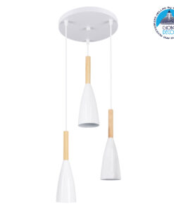 GloboStar® DILLON 00627 Μοντέρνο Κρεμαστό Φωτιστικό Οροφής Τρίφωτο 3 x E27 Λευκό Μεταλλικό Καμπάνα Φ26 x Υ130cm