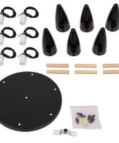 GloboStar® DILLON 00628 Μοντέρνο Κρεμαστό Φωτιστικό Οροφής Πολύφωτο 6 x E27 Μαύρο Μεταλλικό Καμπάνα Φ52 x Υ130cm