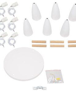 GloboStar® DILLON 00629 Μοντέρνο Κρεμαστό Φωτιστικό Οροφής Πολύφωτο 6 x E27 Λευκό Μεταλλικό Καμπάνα Φ52 x Υ130cm