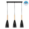 GloboStar® DILLON 00630 Μοντέρνο Κρεμαστό Φωτιστικό Οροφής Τρίφωτο 3 x E27 Μαύρο Μεταλλικό Καμπάνα Μ54 x Π14 x Υ130cm