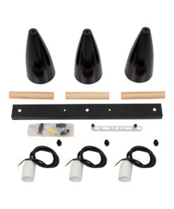 GloboStar® DILLON 00630 Μοντέρνο Κρεμαστό Φωτιστικό Οροφής Τρίφωτο 3 x E27 Μαύρο Μεταλλικό Καμπάνα Μ54 x Π14 x Υ130cm