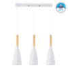 GloboStar® DILLON 00631 Μοντέρνο Κρεμαστό Φωτιστικό Οροφής Τρίφωτο Λευκό Μεταλλικό Πλέγμα Μ54 x Π14 x Υ130cm
