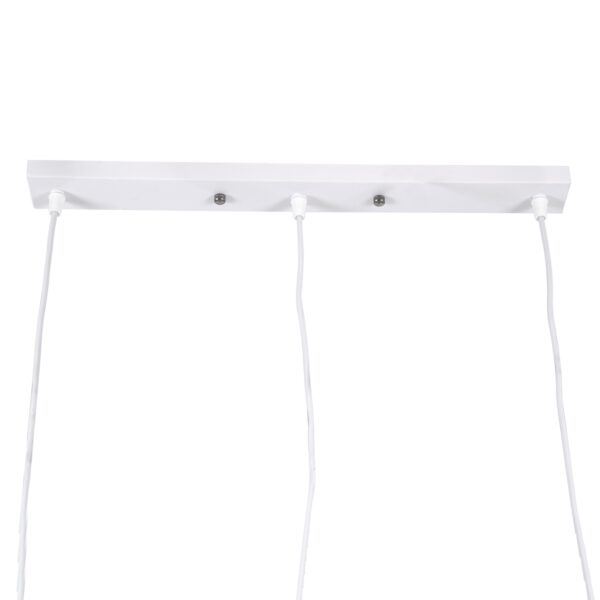 GloboStar® DILLON 00631 Μοντέρνο Κρεμαστό Φωτιστικό Οροφής Τρίφωτο Λευκό Μεταλλικό Πλέγμα Μ54 x Π14 x Υ130cm