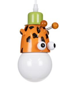 GloboStar® GIRAFFE 00638 Μοντέρνο Κρεμαστό Παιδικό Φωτιστικό Οροφής Μονόφωτο 1 x E27 Λευκό Πράσινο Πορτοκαλί Μαύρο Μεταλλικό Μ12 x Π10.5 x Υ13.5cm