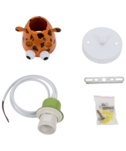 GloboStar® GIRAFFE 00638 Μοντέρνο Κρεμαστό Παιδικό Φωτιστικό Οροφής Μονόφωτο 1 x E27 Λευκό Πράσινο Πορτοκαλί Μαύρο Μεταλλικό Μ12 x Π10.5 x Υ13.5cm