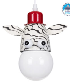 GloboStar® ZEBRA 00639 Μοντέρνο Κρεμαστό Παιδικό Φωτιστικό Οροφής Μονόφωτο 1 x E27 Λευκό Μαύρο Μεταλλικό Μ19 x Π10.5 x Υ13.5cm