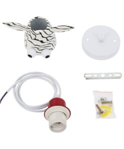 GloboStar® ZEBRA 00639 Μοντέρνο Κρεμαστό Παιδικό Φωτιστικό Οροφής Μονόφωτο 1 x E27 Λευκό Μαύρο Μεταλλικό Μ19 x Π10.5 x Υ13.5cm