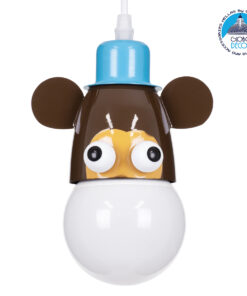 GloboStar® MONKEY 00640 Μοντέρνο Κρεμαστό Παιδικό Φωτιστικό Οροφής Μονόφωτο 1 x E27 Γαλάζιο Καφέ Μεταλλικό Μ14.5 x Π10.5 x Υ13.5cm