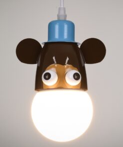 GloboStar® MONKEY 00640 Μοντέρνο Κρεμαστό Παιδικό Φωτιστικό Οροφής Μονόφωτο 1 x E27 Γαλάζιο Καφέ Μεταλλικό Μ14.5 x Π10.5 x Υ13.5cm