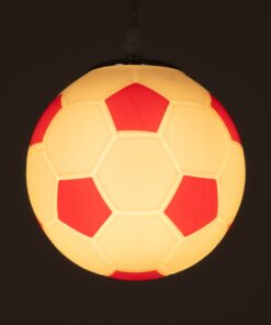 GloboStar® FOOTBALL 00642 Μοντέρνο Κρεμαστό Παιδικό Φωτιστικό Οροφής Μονόφωτο 1 x E27 Κόκκινο Λευκό Γυάλινο Φ15 x Υ18cm